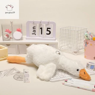 Pengtao09 กระเป๋าดินสอรูปห่านสีขาวการ์ตูนน่ารัก ลายสัตว์แฟชั่นสำหรับนักเรียน ใส่ปากกาเครื่องเขียนได้ อุปกรณ์เก็บเครื่องเขียนของขวัญสุดน่ารัก