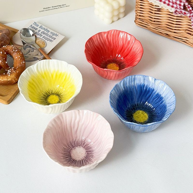 15ซม.สามมิติดอกไม้ชามเซรามิคNicheมูลค่าสูงมือวาดUnderglazeสีบรรเทาTex