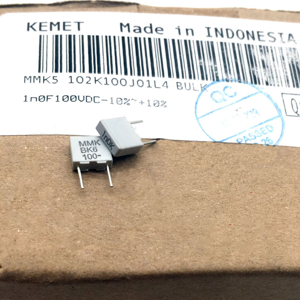 (10ตัว) [F-CAP] 1nF/100V 1nK100V EVOX MMK5 10% 2.4x7x6mm P=5mm