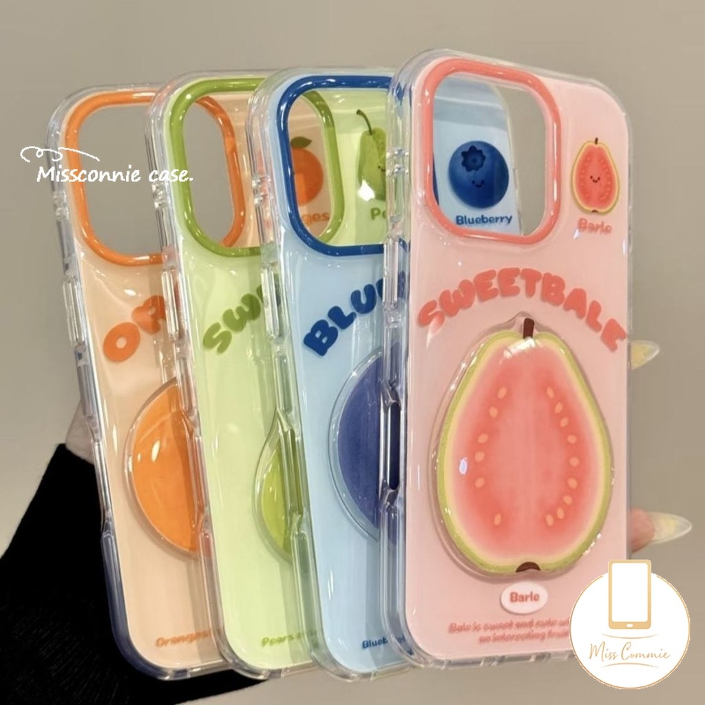 Creative ฤดูร้อนผลไม้การ์ตูน Guava บลูเบอร์รี่ Pear สีส้ม 3D DIY ตุ๊กตาสําหรับ IPhone 17 16 15 14 11
