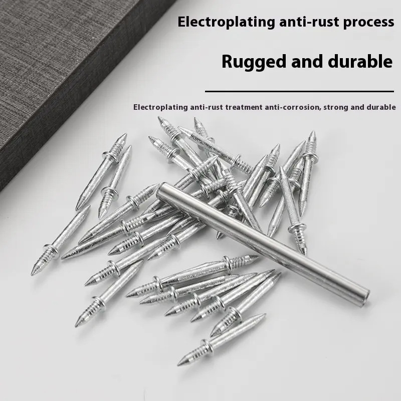 🟢COD🟢100ตัว ตะปูสองด้าน งานปิดขอบ ซ่อนหัวตะปู ทำจากเหล็กแข็ง หัวแหลมสองด้าน มีตัวตอกให้ด้วยในกล่อง สำหรับงานไม้ งานขอบ - รูปที่ 5