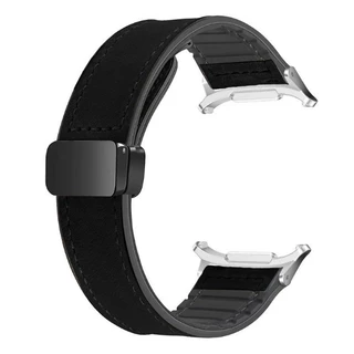 สร้อยข้อมือซิลิโคนหนังแม่เหล็ก สําหรับ Samsung Galaxy Watch 7/8 Ultra 47 มม./8 Classic 46 มม. Quick Fit รองรับ 9/8 44/40 มม. สายรัดข้อมือ