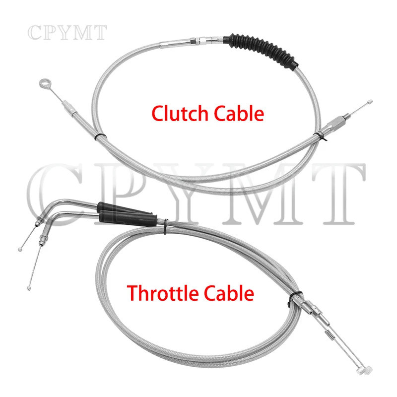 รถจักรยานยนต์สแตนเลสถักสายคลัตช์คันเร่งสําหรับ Harley Sportster XL 883 1200 XL883N 883L XL1200X 1200