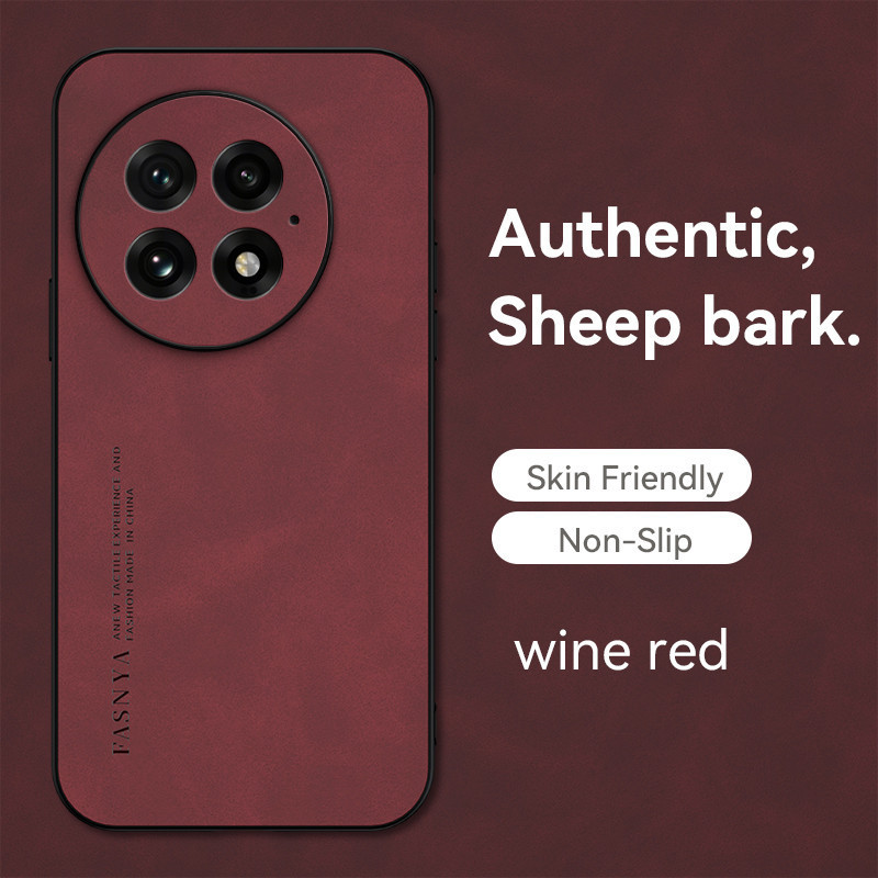 เคส OnePlus 13 CPH2655, CPH2653, PJZ110 เคสโทรศัพท์หนังแกะสไตล์มินิมอล, ฝาครอบป้องกันกันลื่นที่เป็นม