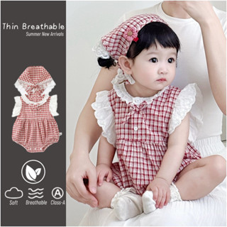 ชุดบอดี้สูทและหมวกผ้าฝ้ายน่ารักสำหรับเด็กหญิงอายุ 0-24 เดือน…