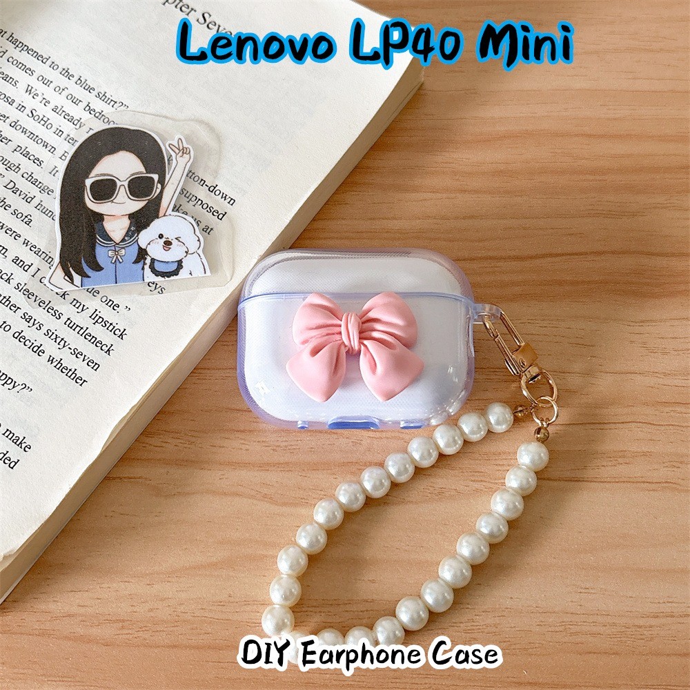 ขายร้อนสําหรับ Lenovo LP40 Mini Case Casing Soft Silicone DIY สีสัน bowknot หูฟังฝาครอบ NO.3