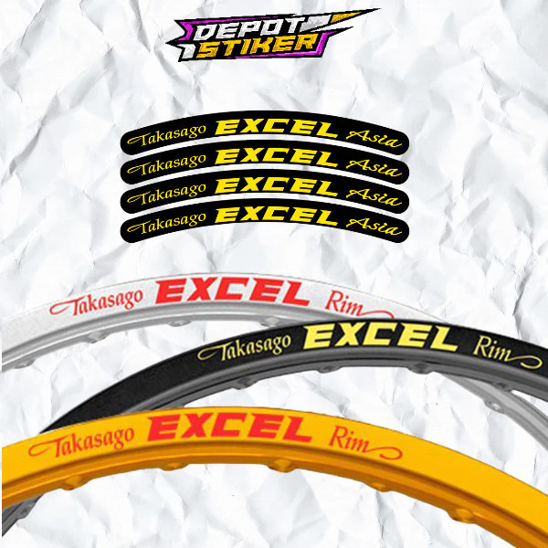 TAKASAGO EXCEL ASIA VELG สติ๊กเกอร์คุณภาพดีที่สุดสีดําสีเหลืองพิมพ์สติ๊กเกอร์