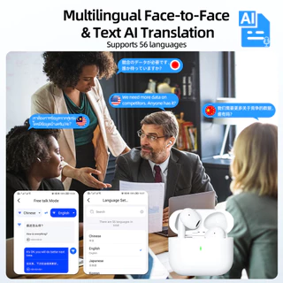 GOOJODOQ หูฟังบลูทูธไร้สาย Advanced AI การแปลคําจารึกการค้นหาบทสนทนาคริสตัลคุณภาพเสียงที่ชัดเจน