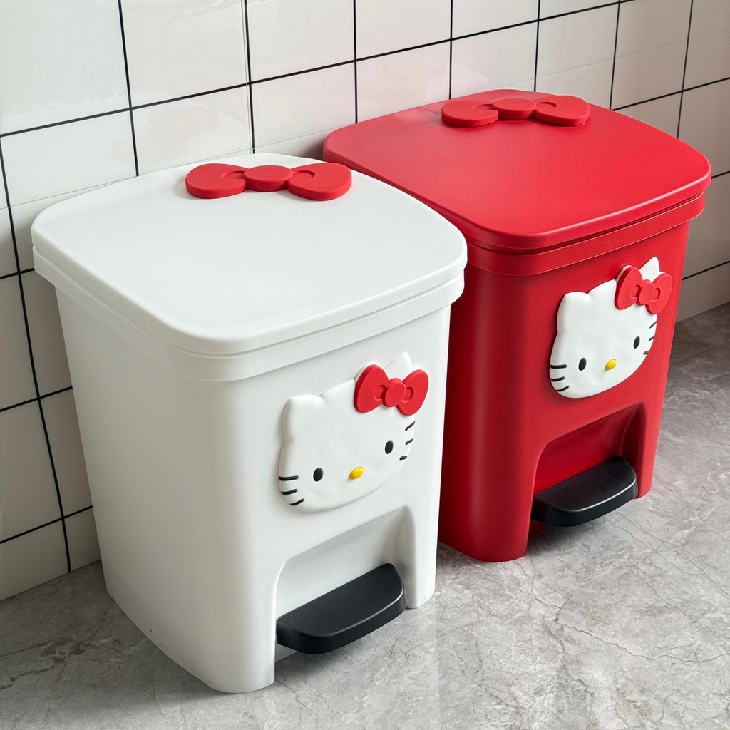 ถังขยะ สวัสดี คิตตี้ การ์ตูนน่ารักดูดีบ้านห้องนั่งเล่นห้องนอนประเภทเหยียบห้องน้ําความจุขนาดใหญ่พร้อมฝาปิด