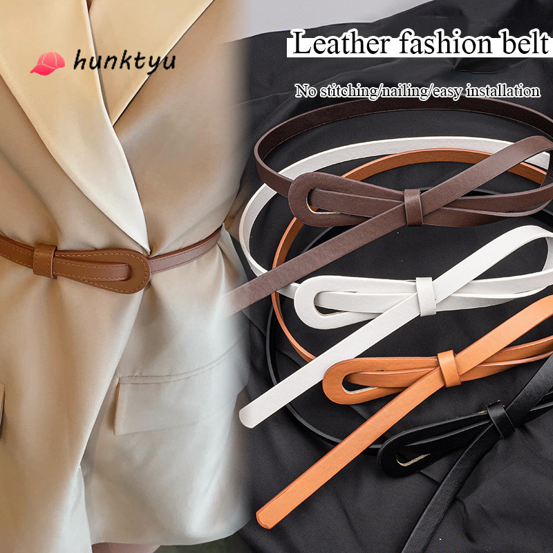 COD💕เข็มขัดผู้หญิง เข็มขัดสไตล์เรียบง่าย  เข็มขัดสำหรับใส่กับชุดเดรสผู้หญิง เข็มขัดหนังบางสไตล์เรโทร