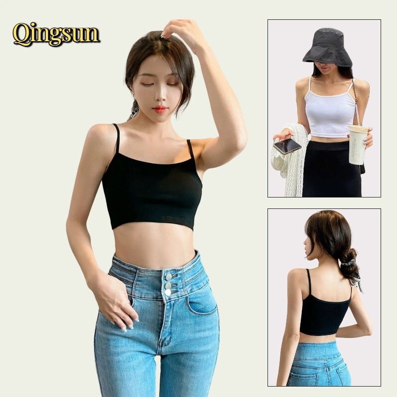 เสื้อสายเดี่ยวทรงครอปสั้น ผ้านุ่มนิ่มใส่สบายเนื้อผ้าดีมาก "YP-2"🌻Qingsun