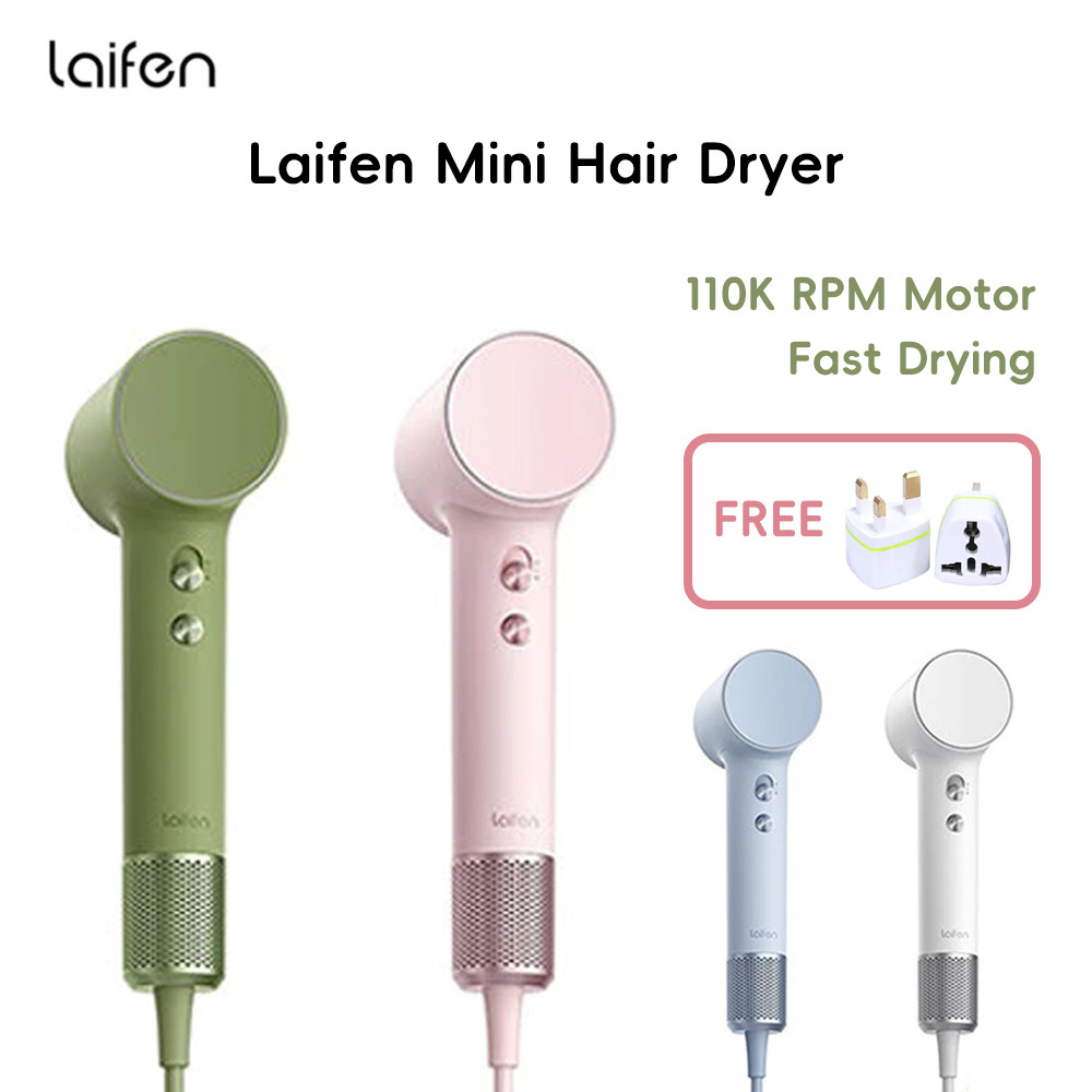 Laifen Mini เครื่องเป่าผมความเร็วสูงไอออนลบแบบพกพาขนาดเล็ก 110K RPM มอเตอร์แห้งเร็ว