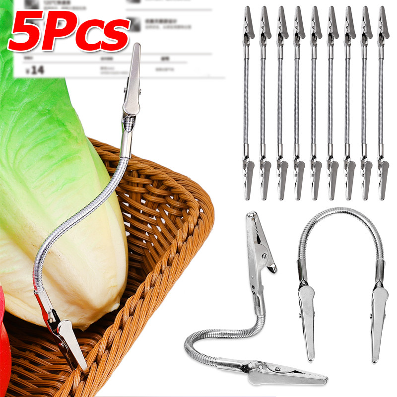 1/3/5 ชิ้น Double Head Memo Clip / Metal Long Hose Flex Clamp / Supermarket Note Price Tag Holder