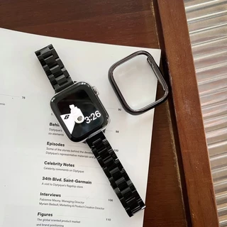 เคส + สายสแตนเลส สำหรับ Apple Watch Ultra 2 49mm/46mm/45mm/44mm/42mm/41mm/40mm/38mm สายโลหะ iWatch Series 11 10 9 8 7 6 SE 5 4 3