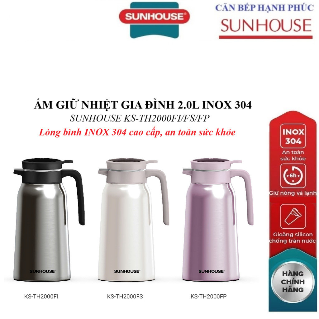 FAMILY HEAT KETTLE 2.0L Stainless Steel 304 SUNHOUSE KS-TH2000FI/ KS-TH2000FS/ KS-TH2000FP NOX 304 ค