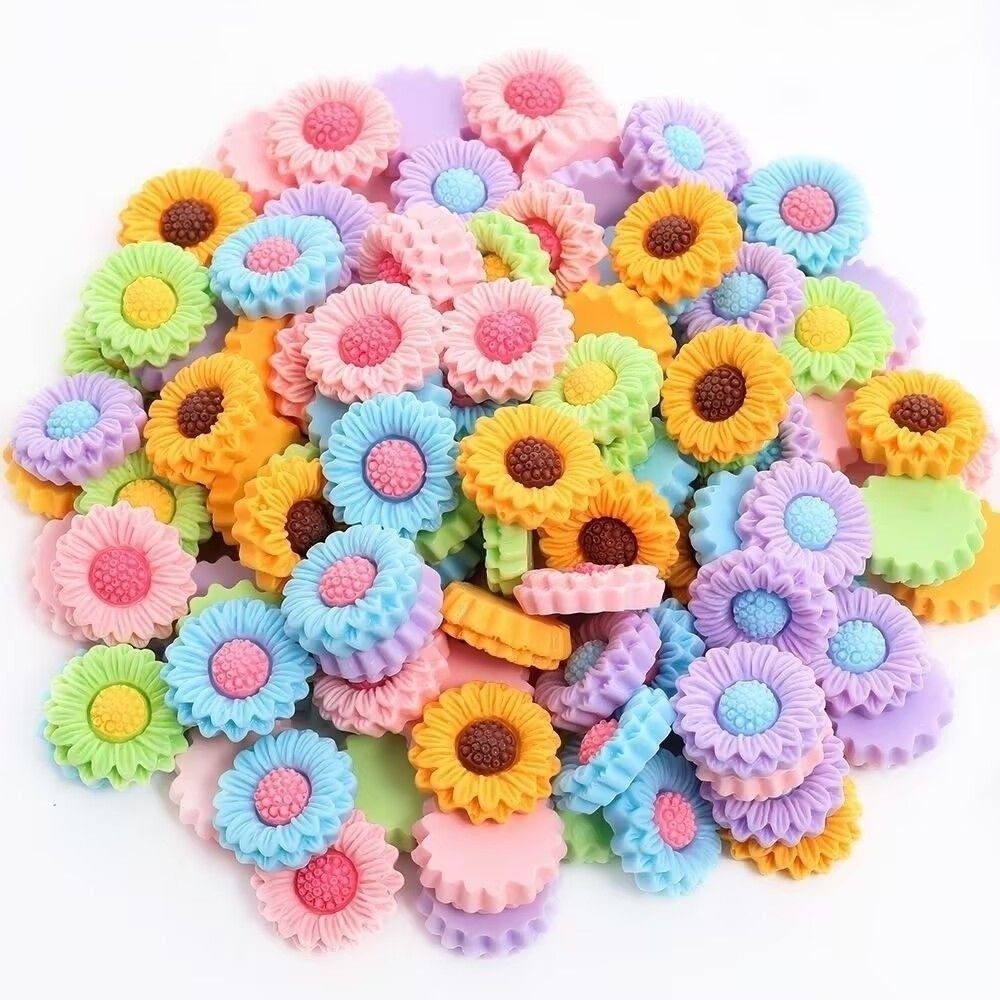 【100pcs】วัสดุตกแต่งดอกทานตะวันเรซิ่น 100 ชิ้นพร้อมสต็อก กาวและอุปกรณ์ DIY สำหรับผมและเคสโทรศัพท์ ราคา ถูกที่สุด ดีลบีเคเค แกลเลอรีภาพที่ 2