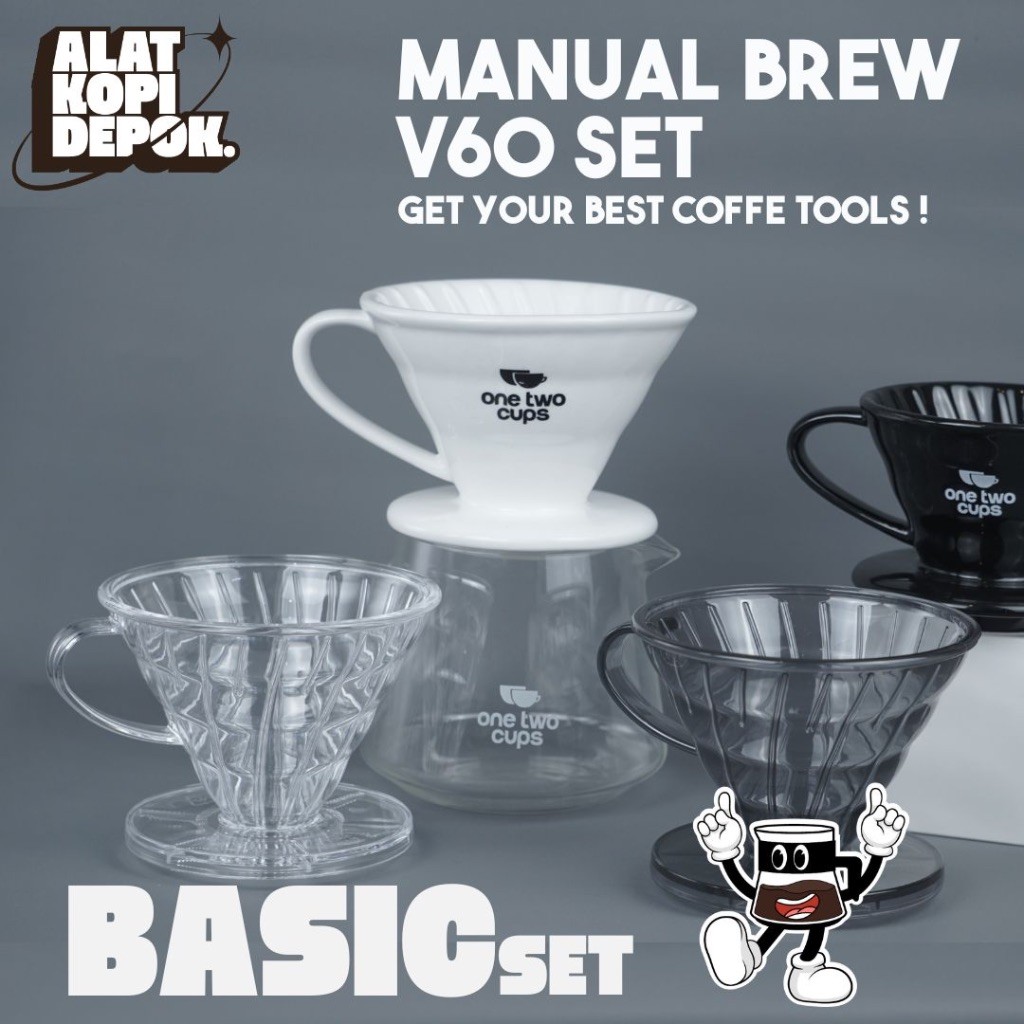 One Two Cups V60 Dripper Coffee + Server 400 ml | V60 Dripper Set Package