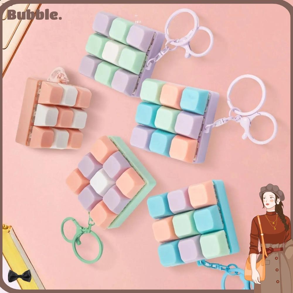 BUBBLE Finger Keyboard, 9 Keys ความเครียดบรรเทา Fidget พวงกุญแจ, Gadget Keycap Key ปุ่ม Decompression ของเล่นผู้ใหญ่