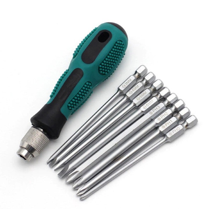 ไขควงชุด 1/4 นิ้ว 6.35 มม. Phillips Bits ชุดแม่เหล็กหลายเครื่องมือซ่อมเครื่องมือชุด 9 ชิ้น Screwdriver Set 1/4 inch 6.35