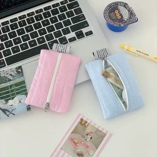 กระเป๋าใส่เหรียญ Ins Stripe น้ำหนักเบา มีซิป ใช้งานได้หลายอย่าง และเป็น Mini Wallet พกพาสะดวก
