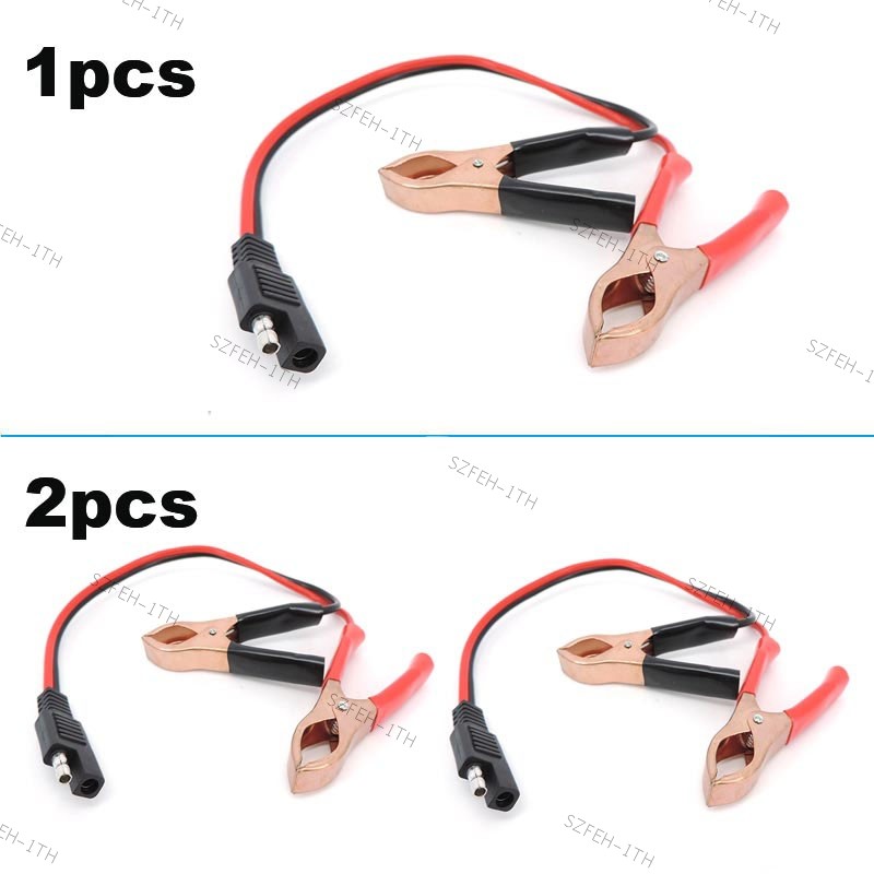 14AWG 36 ซม.2Pin SAE Connector ปลั๊กแบตเตอรี่จระเข้จระเข้คลิปสาย Clamps สายไฟ F@3TH