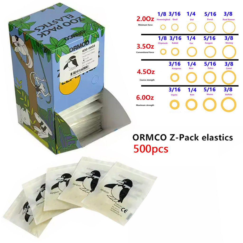 500 ชิ้น/แพ็ค Professional-grade Professional Dental Elastic Bands-4 ขนาด (2oz 3.5oz 4.5oz 6oz) - จั
