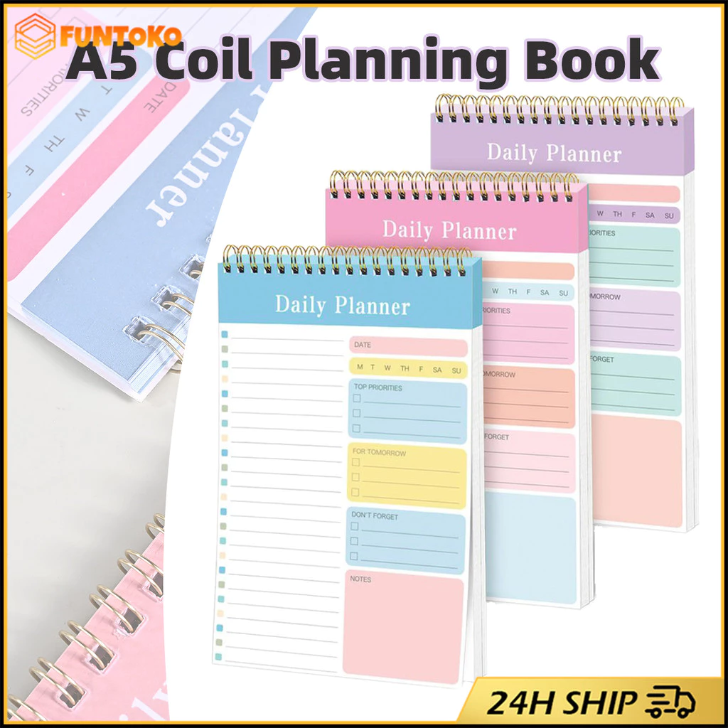 สินค้ามีคุณภาพ Weekly planner A5 สมุดโน้ต แพลนเนอร์สันห่วง รายสัปดาห์ สําหรับสํานักงาน โรงเรียน 30แผ่น