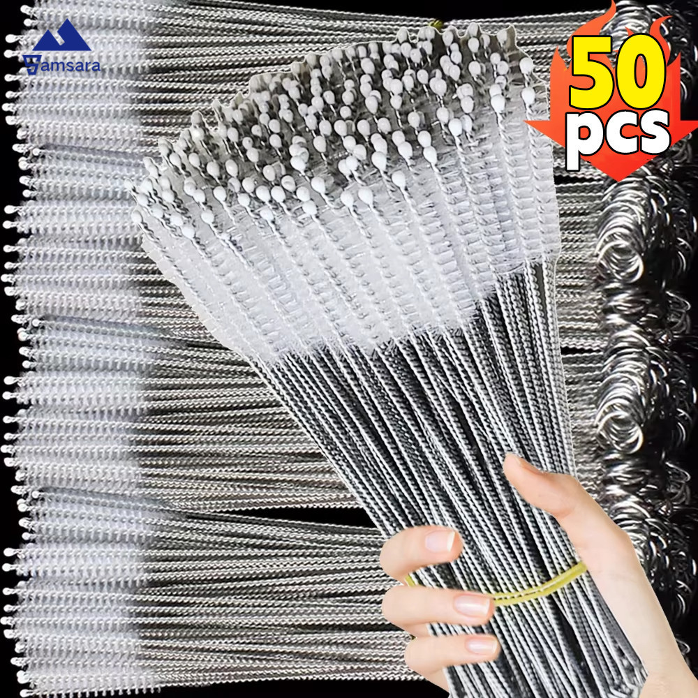 ชุดแปรงทําความสะอาดขวด 24 ซม. ยาวพิเศษ | 10/30/50 น้ํายาทําความสะอาดหลอดโลหะแบบใช้ซ้ําได้สําหรับกระติกน้ําร้อน/ผ้าเช็ดปาก/ฟูก