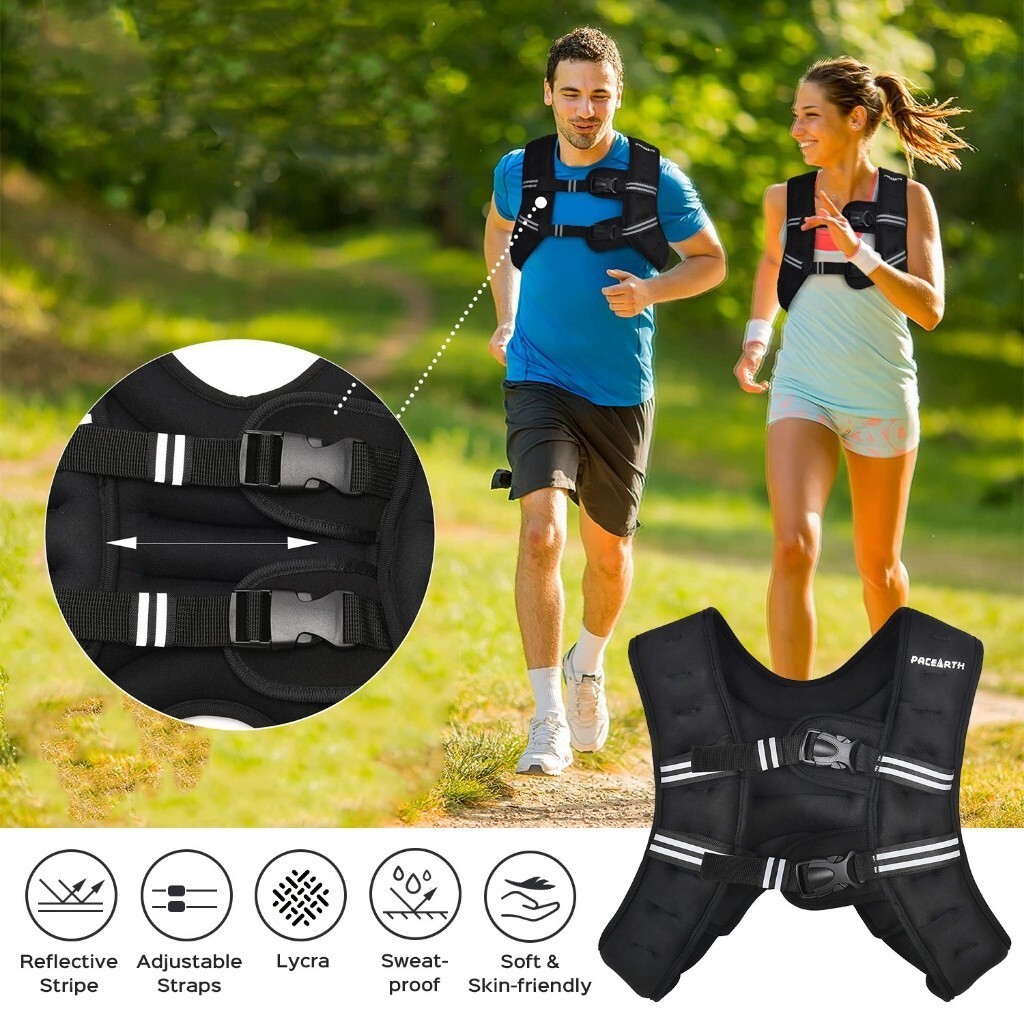 ท้องถิ่นWeighted Vest 3KG 5KG 10KG กีฬาวิ่ง Body Weight Training เสื้อ Body Weight Vest สําหรับผู้ชา