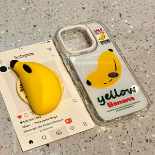 Magnetic Banana Bracket เคสโทรศัพท์สําหรับ iPhone 17 Pro Max 16 Plus 15 14 13 กันกระแทกป้องกันปลอก
