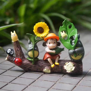 Totoro ถังปลาภูมิทัศน์มิยาซากิ Hayao Micro ภูมิทัศน์ Chinchillas Plum Bean Dragon Creative ตกแต่งเรซิ่นน้ําหญ้าชุดเครื่องประดับรถ