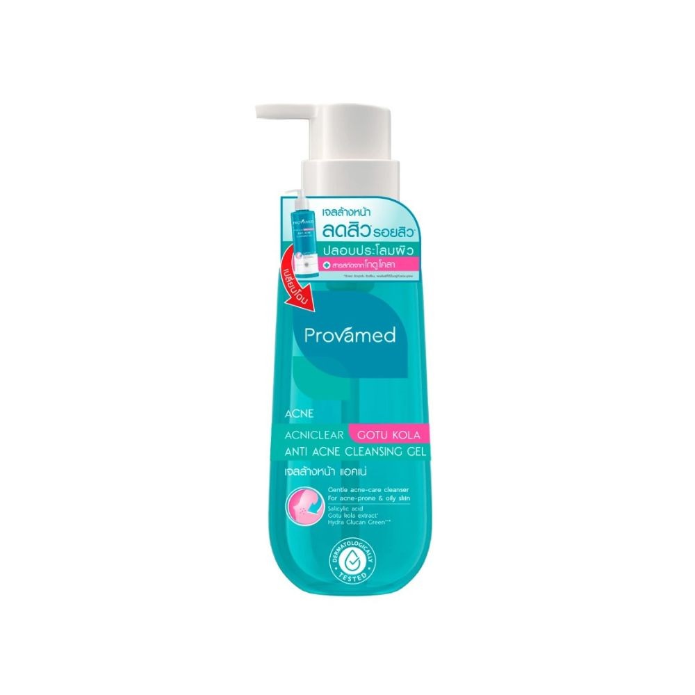 Provamed Acniclear Gotu Kola Anti Acne Cleansing Gel เจลล้างหน้า สำหรับปัญหาสิว คุมมัน ผิวแพ้ง่าย (120ml.) — صورة 2