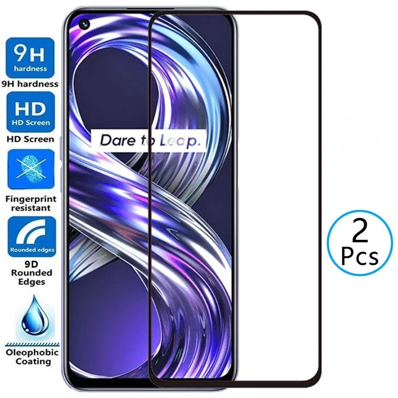 2PCSกระจกนิรภัยป้องกันหน้าจอสําหรับRealme 8s 8i 8 Pro 4G 5G HDและสีดําขอบฟิล์มแก้วสําหรับRealme 7i 7