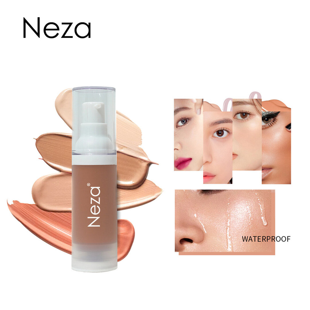 Neza รองพื้นกันน้ํา Long Lasting Oil Control คอนซีลเลอร์ Primer ปกปิดเส้นละเอียดและจุดแต่งหน้าฐาน N4