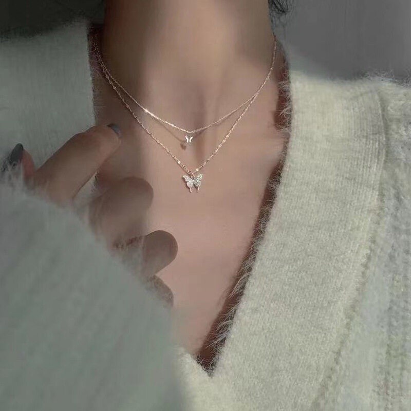 สร้อยคอผีเสื้อ จี้ผีเสื้อ สร้อยคอผีเสื้อกลวง แฟชั่นสไตล์เกาหลี  ส่งจากไทย - รูปที่ 6