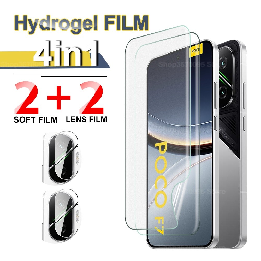 ​4in1 Hydrogel ฟิล์มสําหรับ Xiaomi Poco F7 PocoF7 F 7 Soft Clear Screen Protector เลนส์แก้ว Mi Poco 