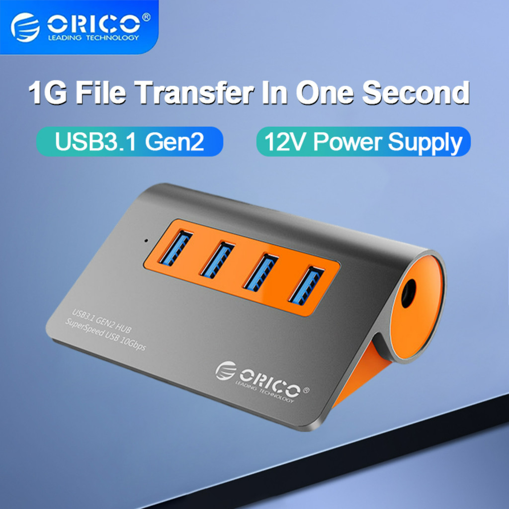 ORICO USB 3.1 HUB 10Gbps USB HUB อลูมิเนียม USB3.1 Splitter 12V Power Adapter สําหรับเดสก์ท็อปแล็ปท็
