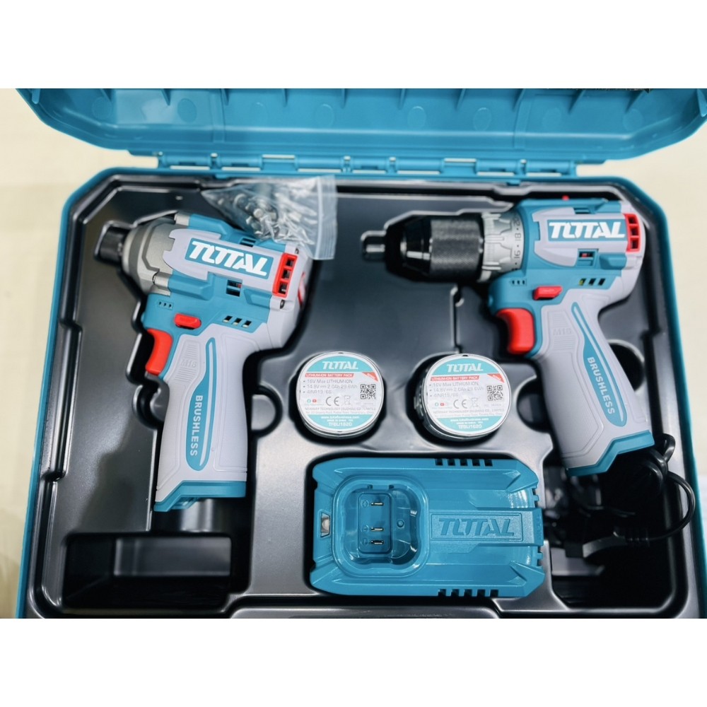 TOTAL COMBO SET 88 ไขควงกระแทก 170 N.m +สว่านไร้สาย 66 N.m 16 โวลท์ (แบต2ก้อน+แท่นชาร์จ) TOSLI240968 - รูปที่ 2