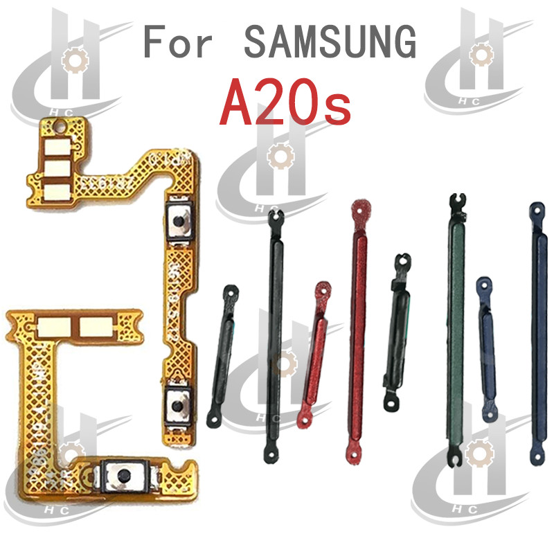 สําหรับ Samsung Galaxy A20s ปุ่มปรับระดับเสียงไฟ ปุ่มสายเคเบิล Flex ปุ่มเปิดขึ้นและลงด้านข้างส่วนทดแทน