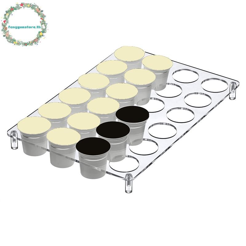YUNSTORE 24-Slot แคปซูลกาแฟผู้ถือลิ้นชัก Organizer Traypatible พร้อม K-Cup กาแฟ Pods อะคริลิคแคปซูลจ