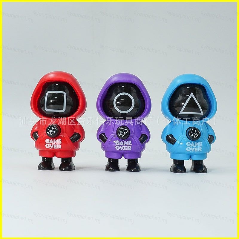 SY2 เกมปลาหมึกรูปการกระทํากดเพื่อเปลี่ยนใบหน้าพวงกุญแจจี้โมเดลตุ๊กตาของเล่นสําหรับเครื่องประดับเด็ก 