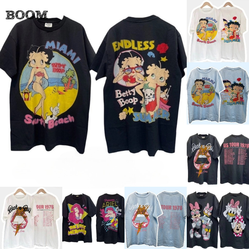 (COD+จัดส่ง 12 ชั่วโมง) BOOM betty boop ผ้านุ่มไร้ตะเข็บข้าง สกรีนลาย หน้าหลัง ใหม่ เสื้อยืดแขนสั้น เสื้อยืดคอกลมแ