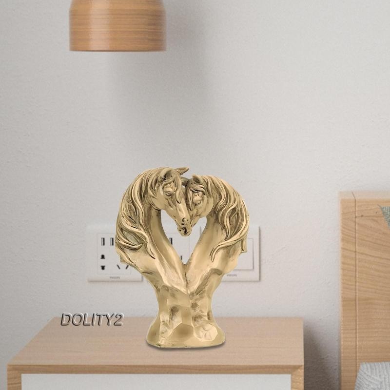 [Dolity2] Loving Horses Figurine สัตว์หัวหน้าอกรูปปั้น DIY ตกแต่งที่ไม่ซ้ํากัน Nuzzling Equine ประติ