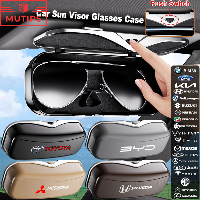 【MUTIPS】กล่องแว่นตารถยนต์ รถแว่นตาแว่นตากันแดดผู้ถือ Sun Visor แว่นตากล่องเก็บภายในรถสําหรับ ตกแต่งภายในรถยนต์