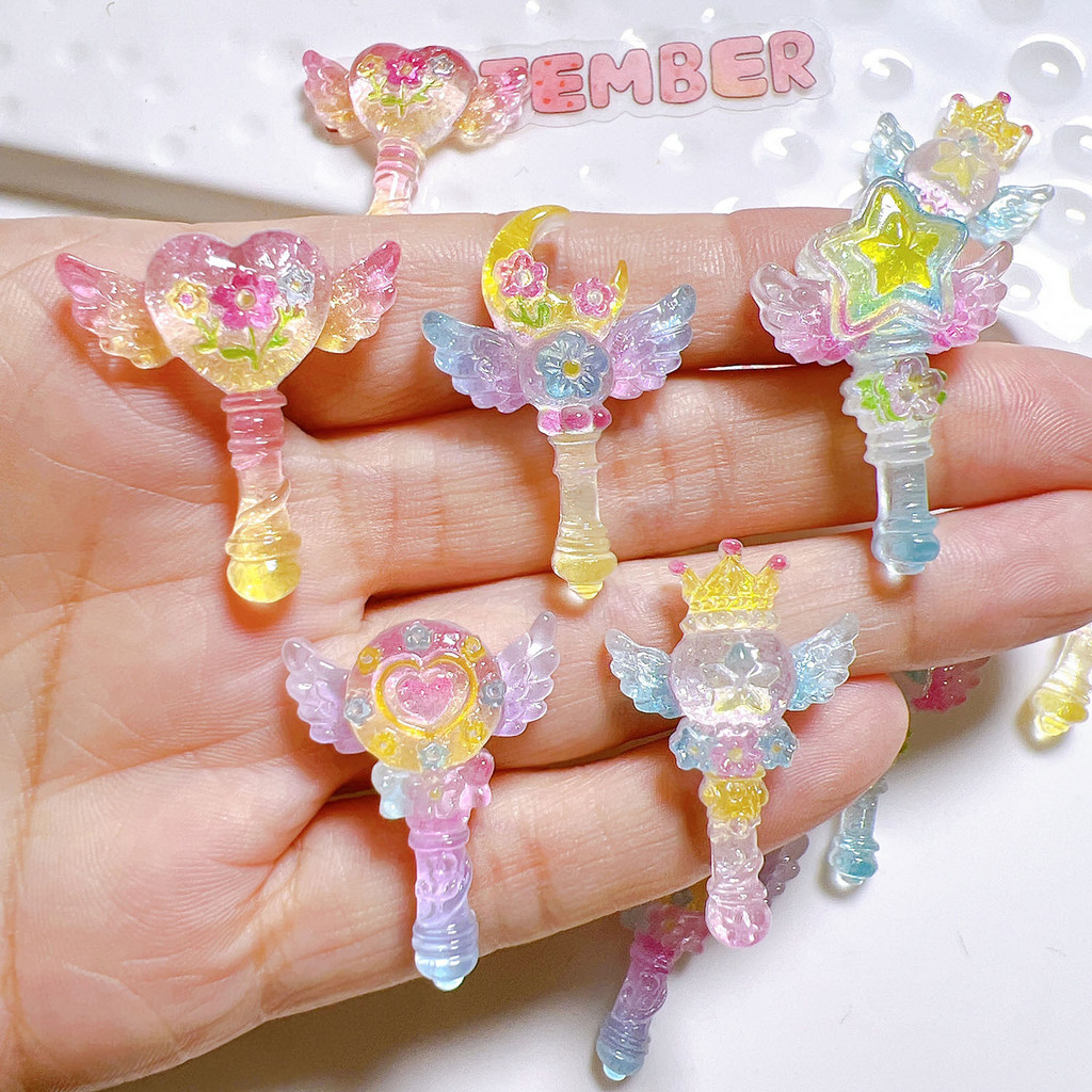 10 ชิ้น/แพ็ค Fairy Stick เรซิ่น Cabochon Diy รองเท้าดอกไม้ถ้วยน้ําวางครีมเจลเด็ก Headwear ทําอุปกรณ์เสริม
