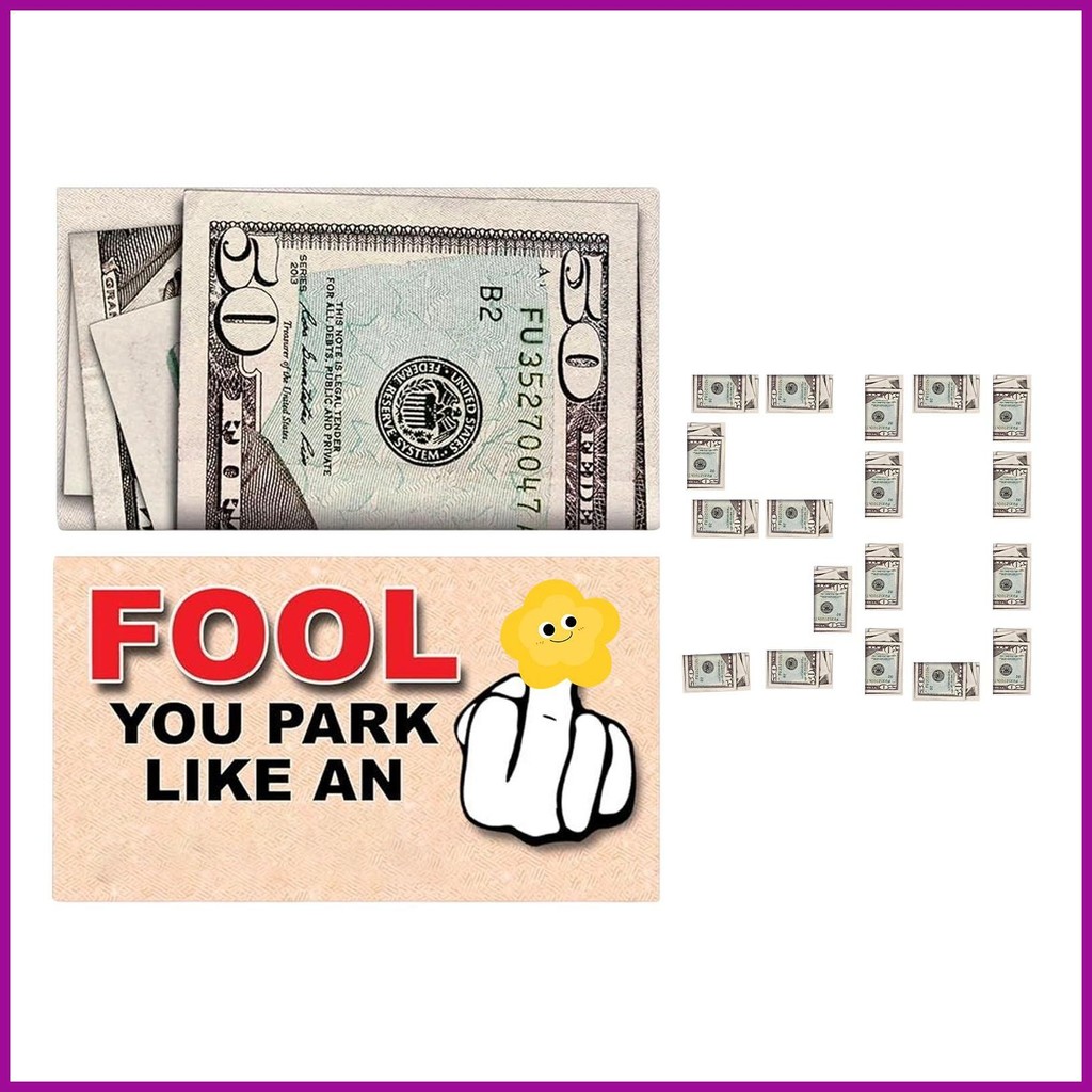 Bad ที่จอดรถ Prank การ์ด Bad Parkers 50 Dollar Bill ที่จอดรถ Prank 50 ชิ้น Fade-Resistant กระดาษ Pro