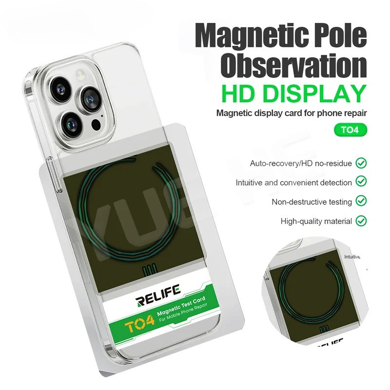 RELIFE TO4 Magnetic Test Card precision สําหรับโทรศัพท์ฝาหลังใช้ตรวจจับแม่เหล็กไร้สายชาร์จ lossless ซ่อมเครื่องมือ