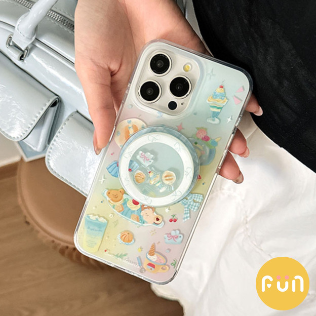 INS Slippable เค้กไอศกรีม Bowknot Holder Stand ไร้สายชาร์จเคสโทรศัพท์สําหรับ iPhone 17 16 15 14 Pro Max 13 iPhone17 ป้องกันฝุ่น IMD Magnetic Mobile Shell - รูปที่ 7