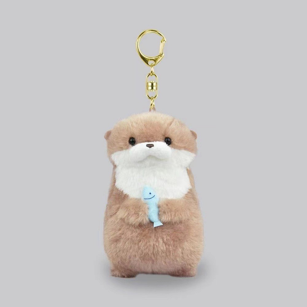 พวงกุญแจตุ๊กตา Otter 11 ซม., ตุ๊กตาสัตว์น่ารัก สำหรับคล้องกระเป๋าและของขวัญ