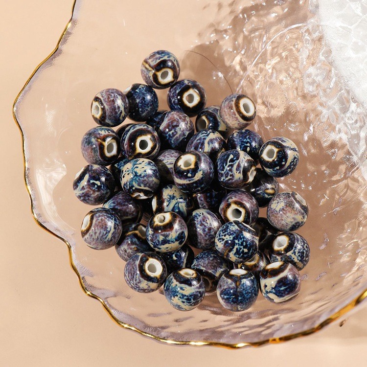 อุปกรณ์เครื่องประดับเซรามิกทําเองลูกปัดหลวมเด็กนักเรียนทอมือกล้วยไม้เตาเผาขนาดใหญ่หลุมตะกร้าดอกไม้รอบลูกปัดลูกปัด - รูปที่ 2